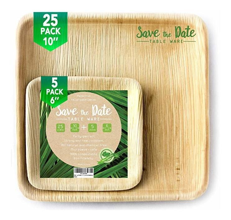 10 '' Cuadrado De Bambú Desechables, Platos De Hoja De Palma