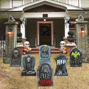 Juego De 6 Piedras Sepulcrales De Halloween Rip Cementerio P