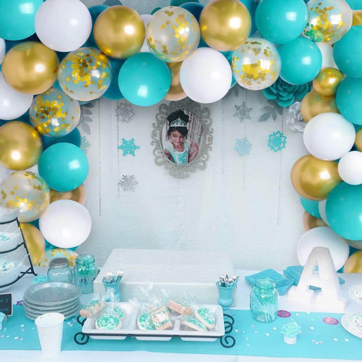 Teal Partido Garland Globo De Oro Decoración De La Turquesa