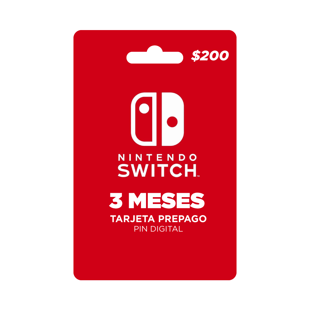 Nintendo SWITCH 3 meses $200 tarjeta prepago, Pin Digital –