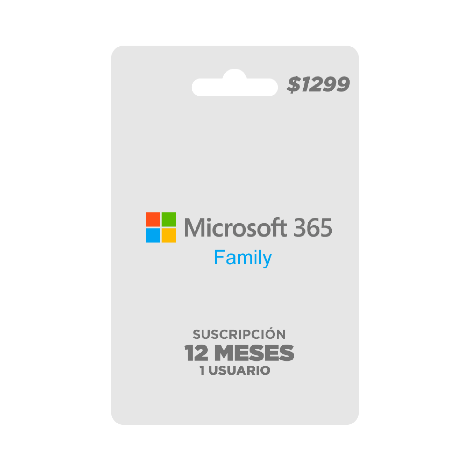 Tarjeta MICROSOFT 365 FAMILY 1299 SUSCRIP 12 M 1 Usuario tarjeta-microsoft-365-family-1299-suscrip-12-m-1-usuario