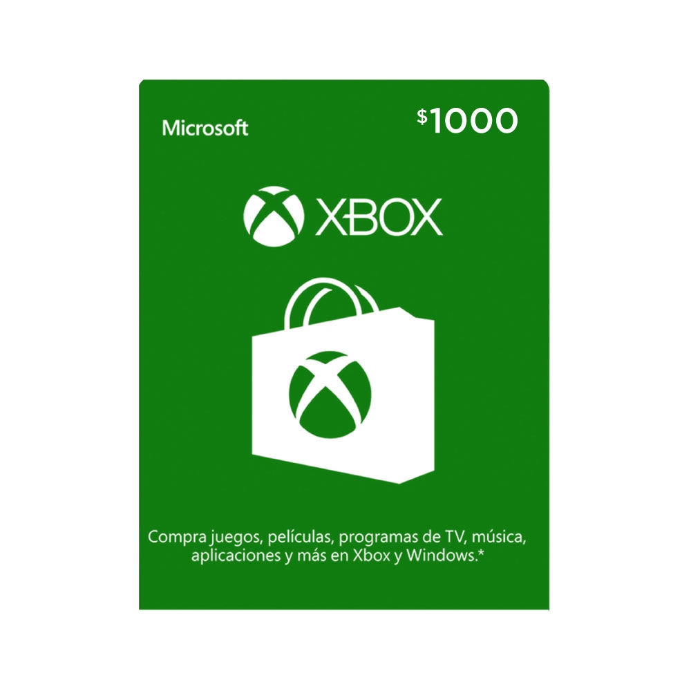 Microsoft Xbox Giftcard, tarjeta prepago, Pin Digital $1000