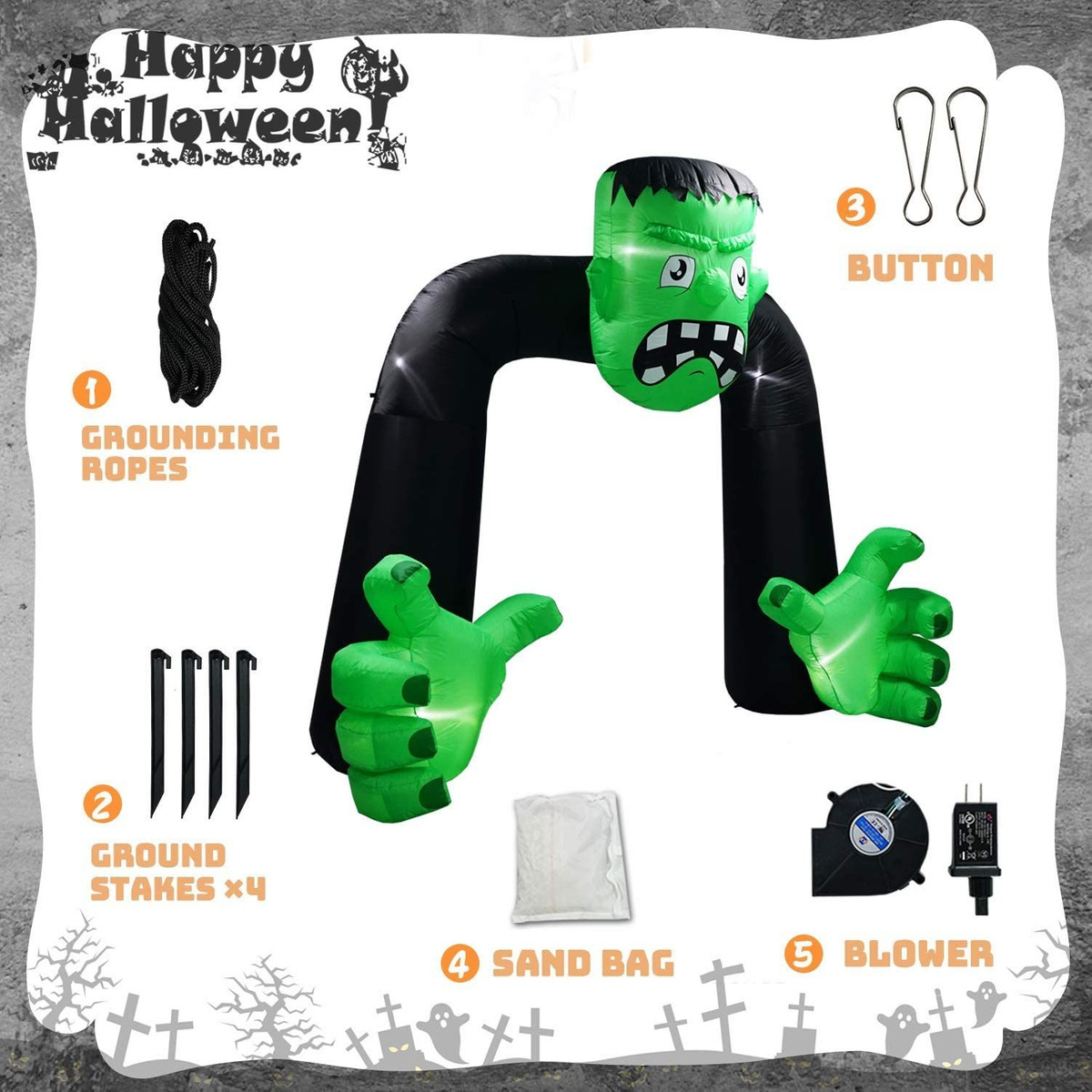 B.n.x - Arco De Frankenstein Inflable Decorativo Para Hallow