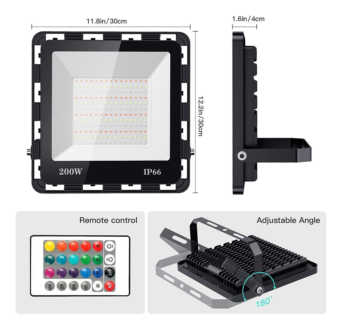 Ceouheia Luz De Inundación Led De 200 W Que Cambia De Color