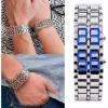 Reloj Samurai Blue Led Pulsera Acero Plata Hombre Caballero Moda - Imagen 5