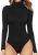 MANGOPOP Mono de manga larga con cuello de tortuga para mujer