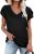 WIHOLL Camisetas casuales de manga de pétalo de verano con cuello en V para mujer