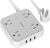 Tira de alimentación con 3 puertos USB, cable de extensión TESSAN de 5 pies, enchufe plano con 4 salidas, protección contra sobrecarga, estación de carga de escritorio interior, montaje compacto para viajes, cruceros y artículos esenciales para dormitorios