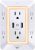 Cargador de pared USB, protector contra sobretensiones, extensor POWRUI de 6 salidas con 2 puertos de carga USB (2,4 A en total) y luz nocturna, regleta de alimentación de 3 lados con adaptador de salidas espaciadas – blanco, listado ETL
