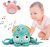 Juguete de pulpo musical para gatear para bebés, juguete de pulpo para gatear interactivo para niños pequeños con música, luz LED y evitar obstáculos automáticamente, juguete en movimiento para bebés y niños pequeños