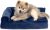 Furhaven Camas ortopédicas, de gel refrigerante y de espuma viscoelástica para perros y gatos pequeños, medianos y grandes – Diván en L de dos tonos, sofá Kilim del sudoeste, sofá cama de terciopelo de piel sintética para perros y más