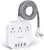 Regleta con USB C, 3 salidas, 4 puertos USB (22,5 W/4,5 A), estación de carga de escritorio, enchufe plano, cable de extensión trenzado de 5 pies, protector contra sobretensiones para viajes, cruceros, lista ETL