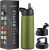 Botella de agua de acero inoxidable con triple aislamiento con tapa de pajita – Tapa abatible – Tapa de boca ancha (25 oz) Botellas de agua aisladas, mantiene el calor y el frío – Botella de agua deportiva ideal para senderismo y ciclismo