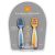 Juego de cucharas para bebés (Etapa 1 + Etapa 2) | Utensilios para niños pequeños de silicona sin BPA | Precuchara para niños de 6 a 18 meses, paquete de 1, dos cucharas, azul/naranja | NumNum GOOtensils