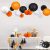 Linternas De Papel Y Pompones Negro, Naranja Y Blanco, 18 Pz