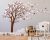 Pegatinas Para Pared Árbol Hojas Al Viento Café/rosa Derecha