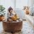 30 Inch Distressed Vegan Leather, Tufted Coffee Table Ottoma
